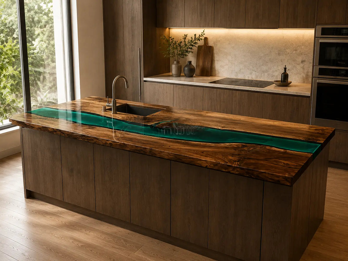 Green Sound Emerald Green Walnut Wood Epoxy Countertop CPT37