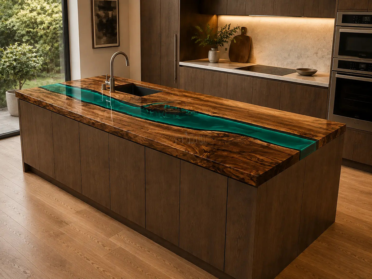 Green Sound Emerald Green Walnut Wood Epoxy Countertop CPT37