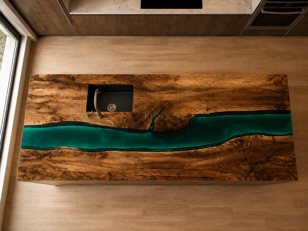 Green Sound Emerald Green Walnut Wood Epoxy Countertop CPT37