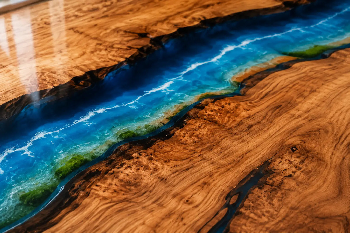 Blue Meridian Bright Blue Olive Wood Epoxy Countertop CPT38