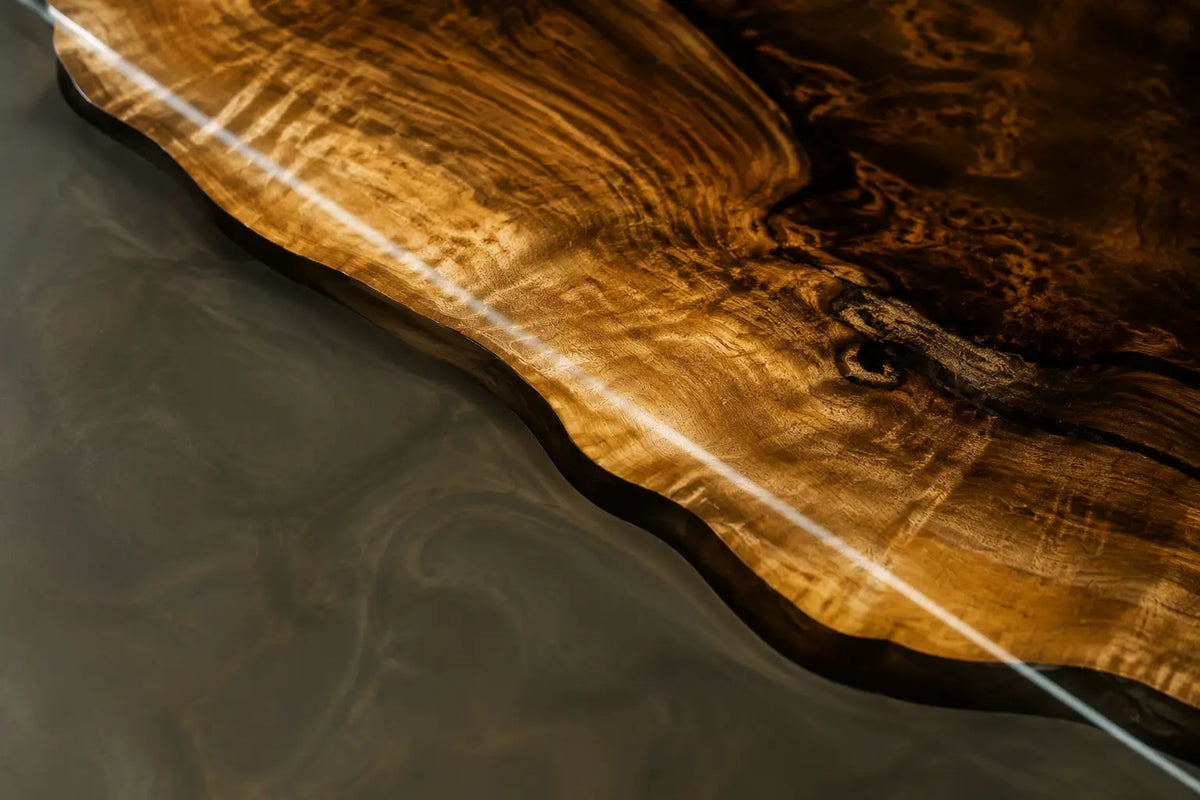 Golden Amber Glass Golden Amber Walnut Wood Epoxy Countertop CPT39
