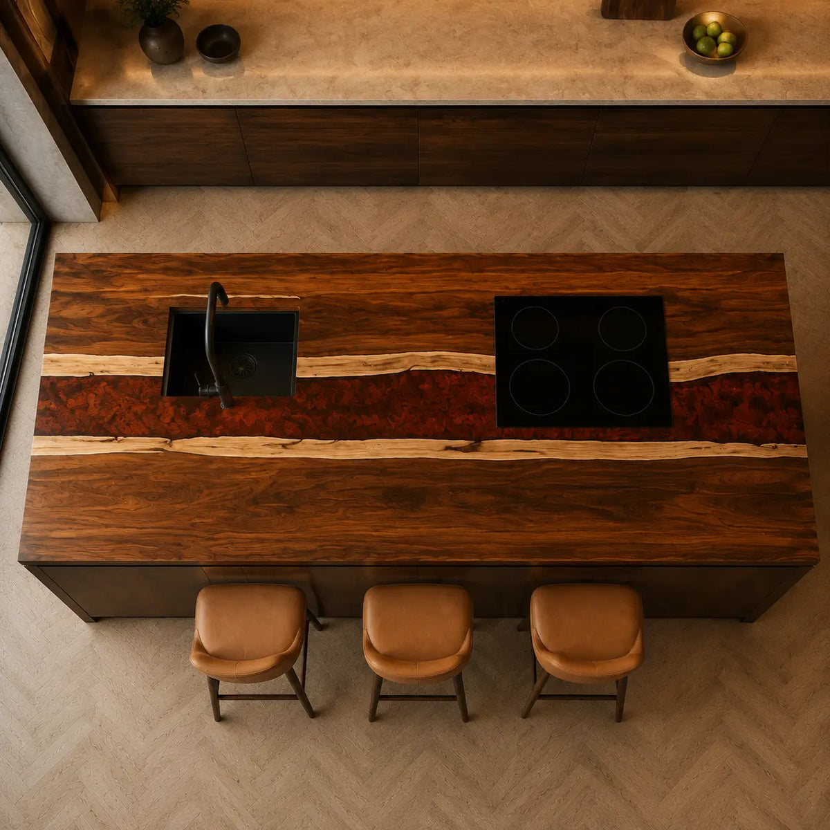 Midnight Strait Black Walnut Wood Epoxy Countertop CPT41