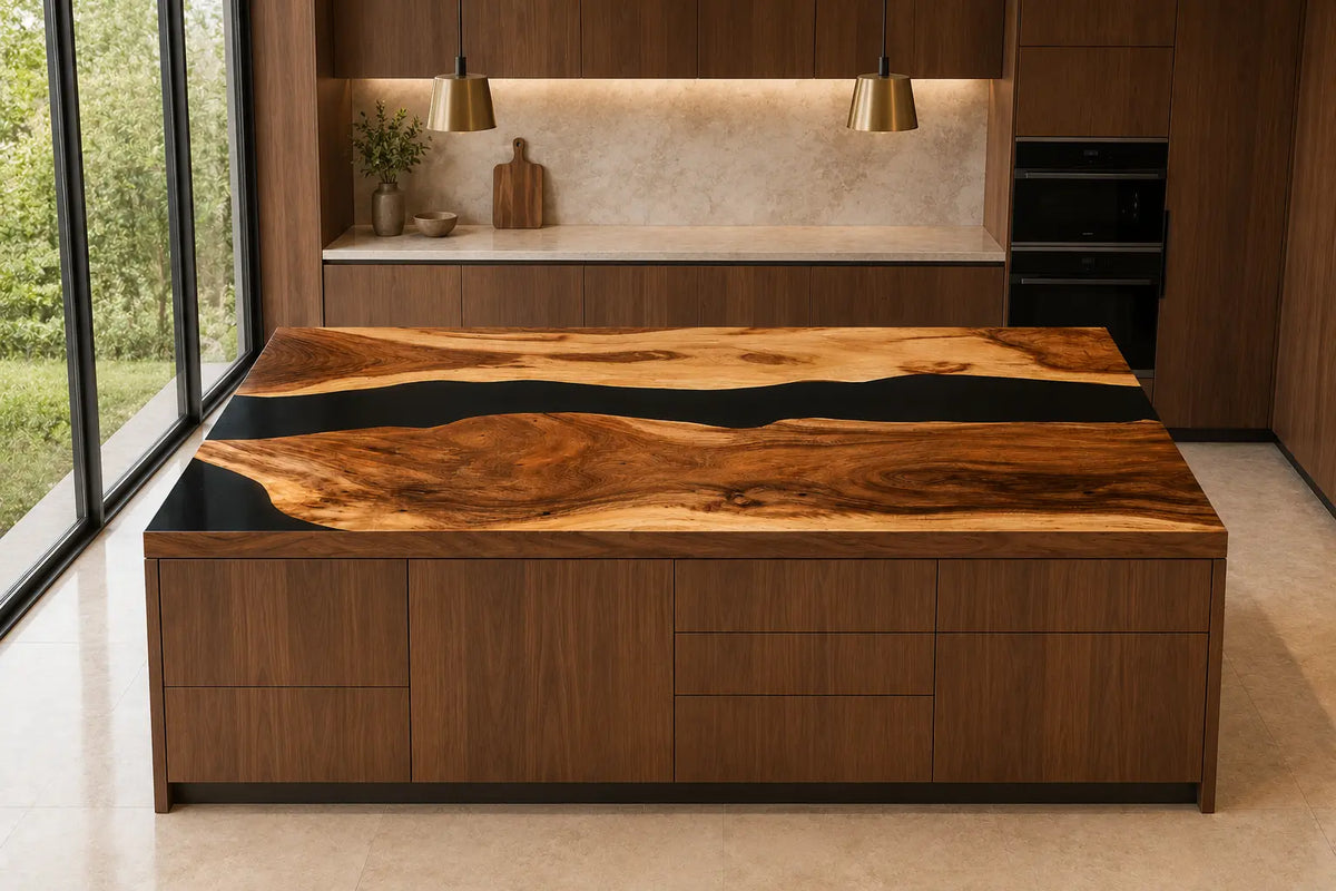 Onyx Ribbon Black Walnut Wood Epoxy Countertop CPT43