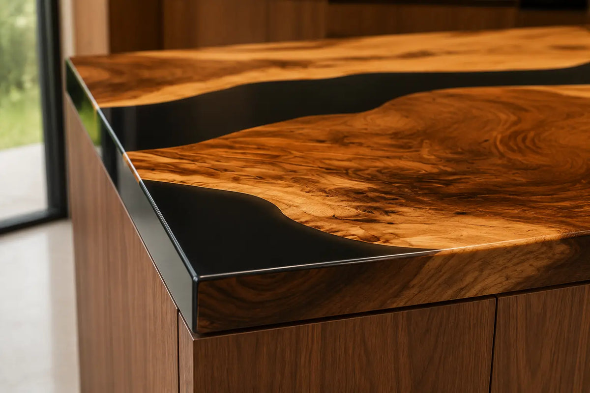 Onyx Ribbon Black Walnut Wood Epoxy Countertop CPT43