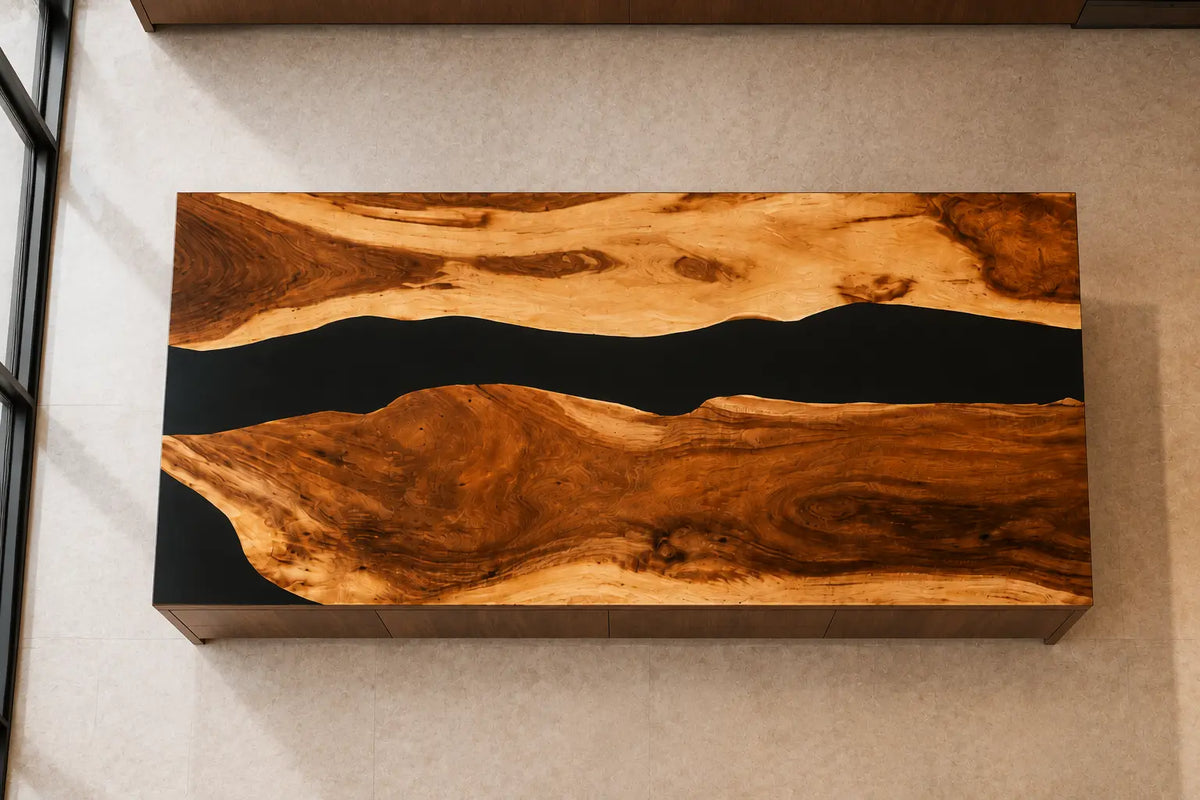 Onyx Ribbon Black Walnut Wood Epoxy Countertop CPT43