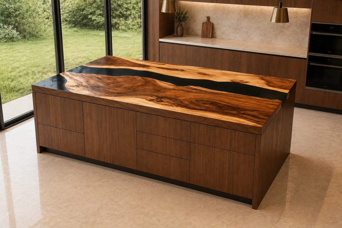 Onyx Ribbon Black Walnut Wood Epoxy Countertop CPT43
