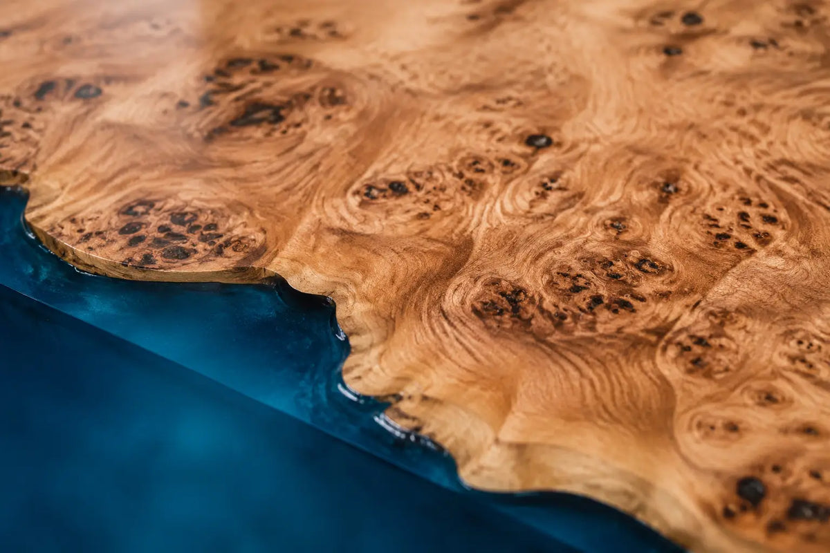 Sky Atoll Sky Blue Poplar Wood Epoxy Countertop CPT44