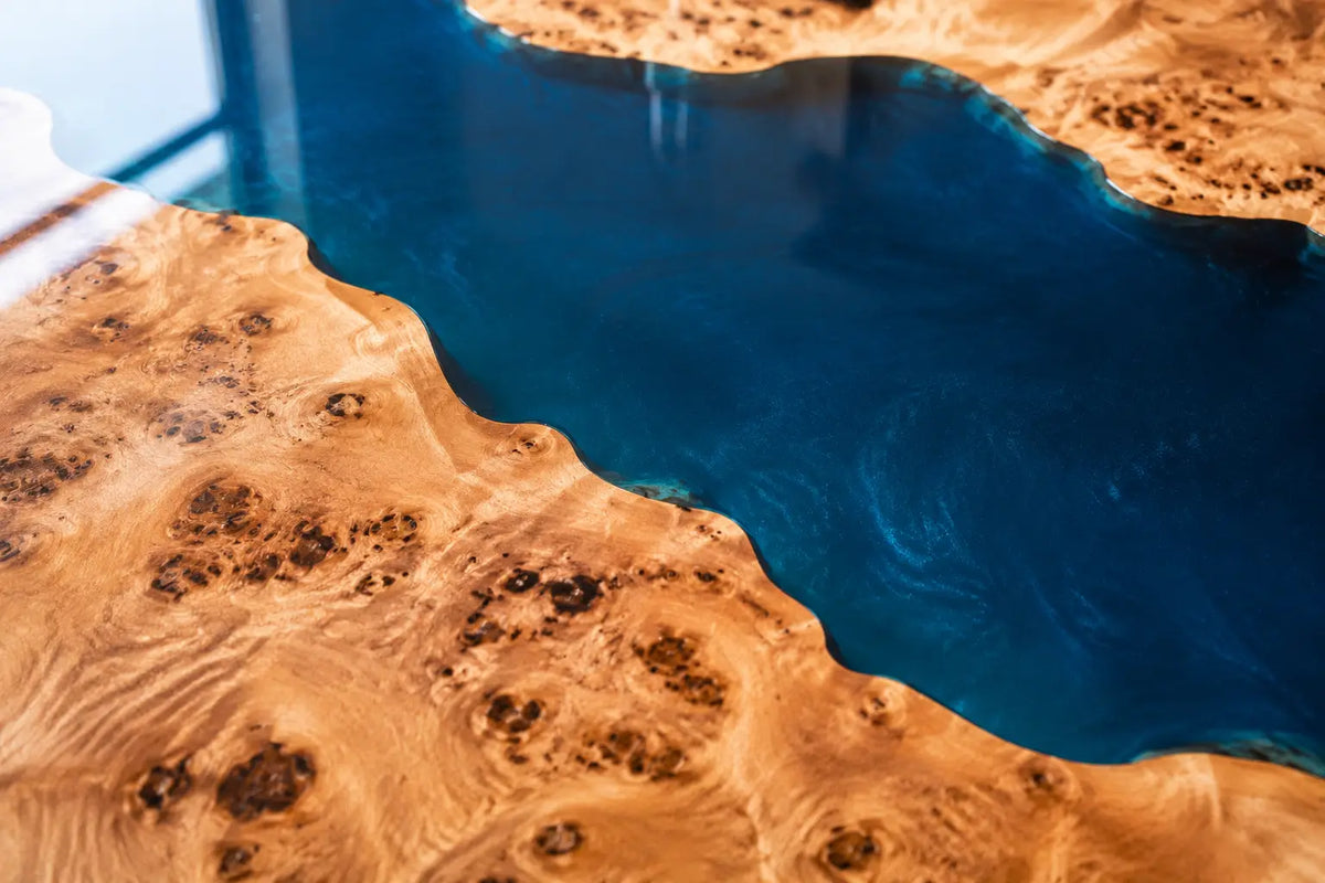 Sky Atoll Sky Blue Poplar Wood Epoxy Countertop CPT44