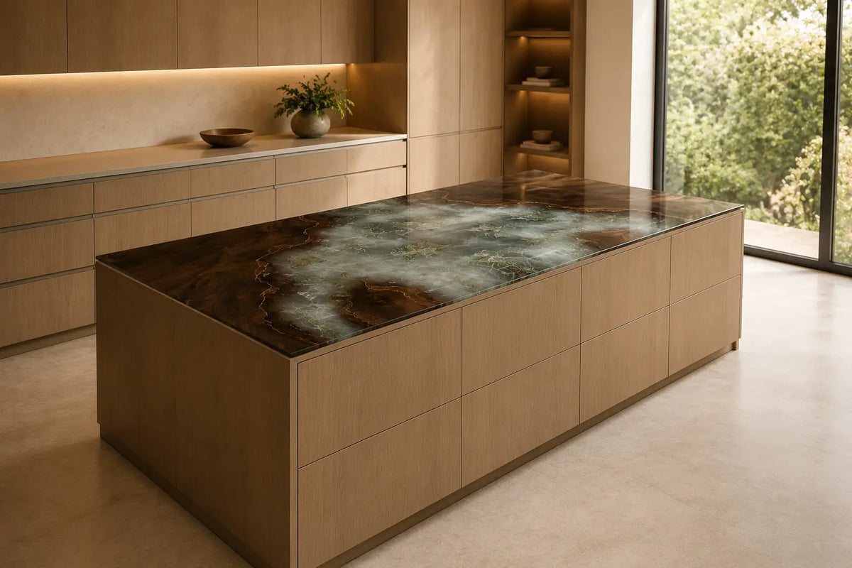 Smoked Glass Smoky Gray Walnut Wood Epoxy Countertop CPT45