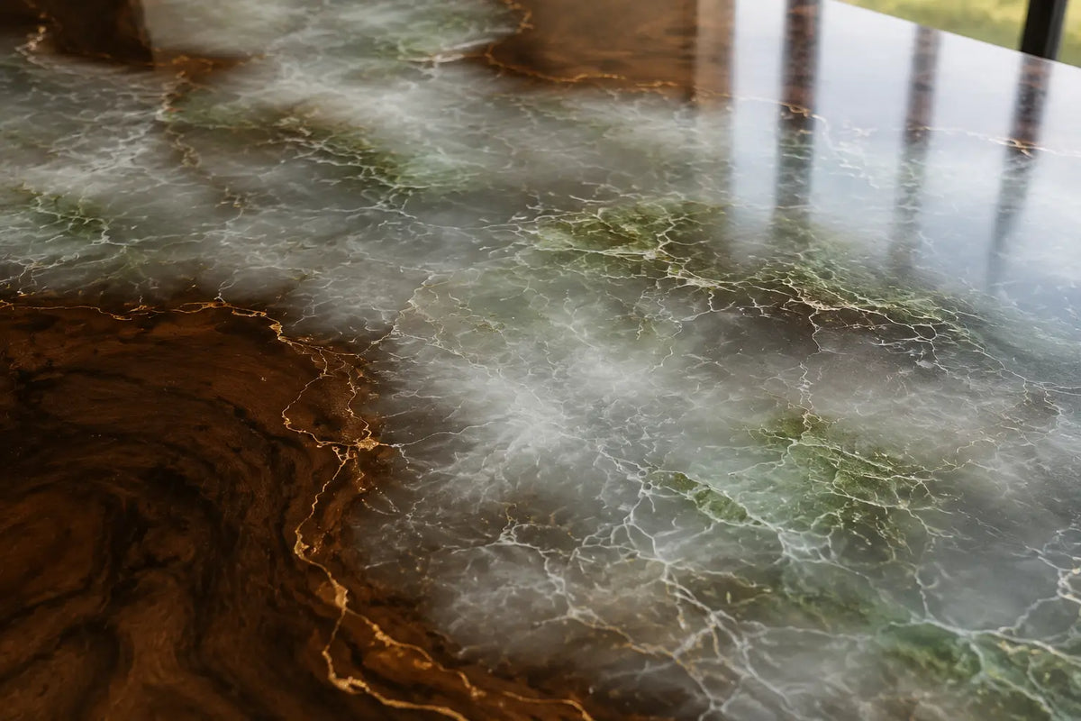 Smoked Glass Smoky Gray Walnut Wood Epoxy Countertop CPT45