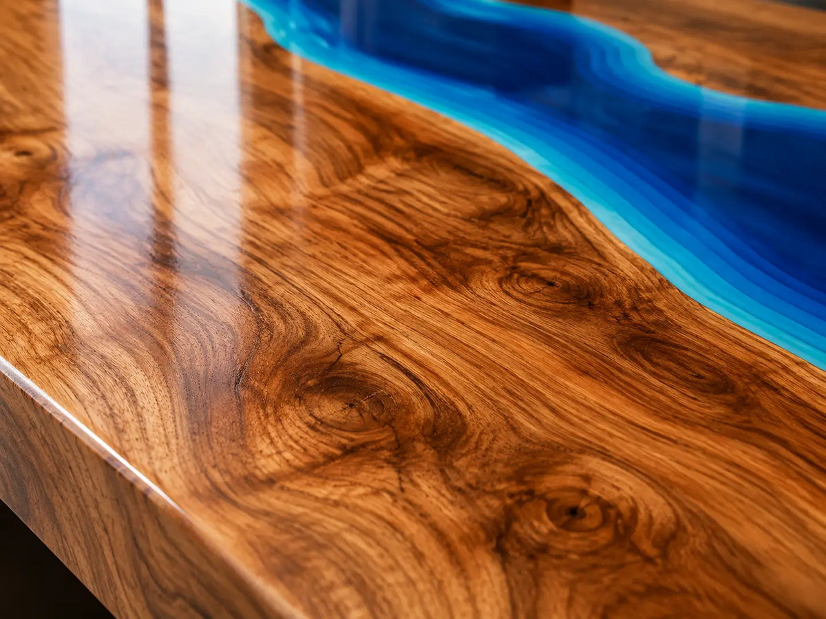 Cobalt Stream Cobalt Blue Walnut Wood Epoxy Countertop CPT46