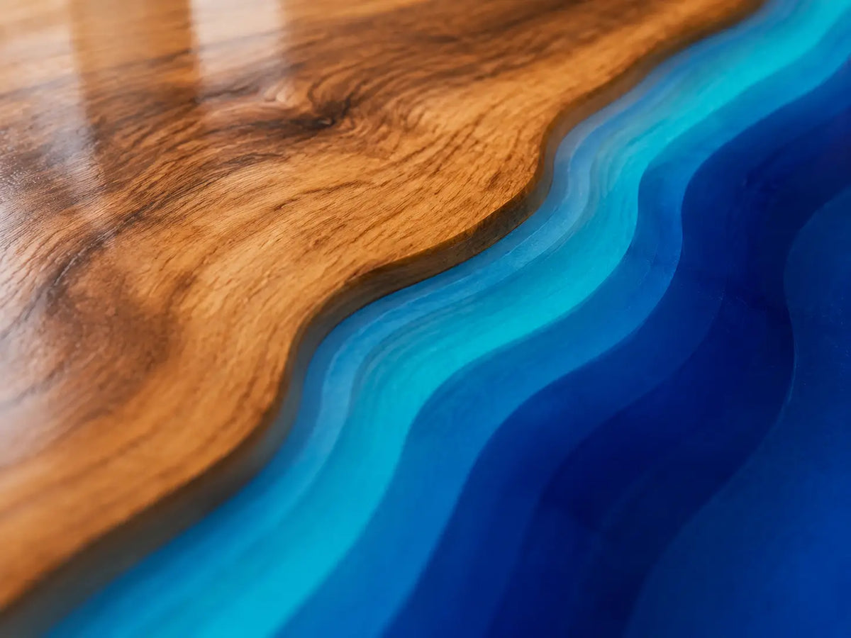 Cobalt Stream Cobalt Blue Walnut Wood Epoxy Countertop CPT46