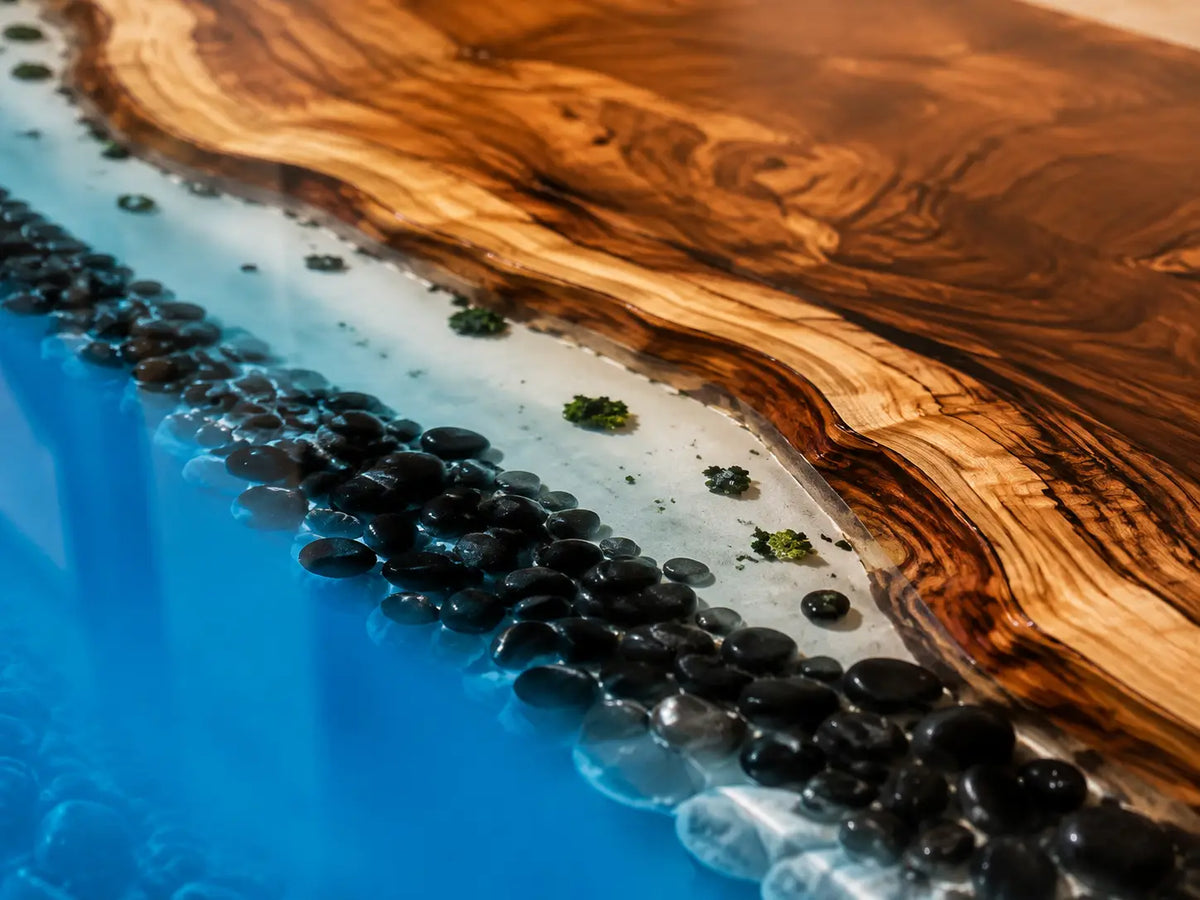 Aqua Reef Aqua Blue Walnut Wood Epoxy Countertop CPT47