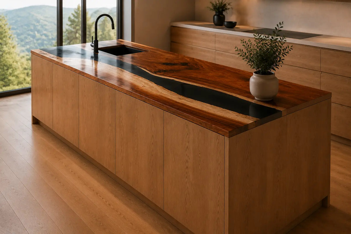 Blackwater Line Black Walnut Wood Epoxy Countertop CPT48