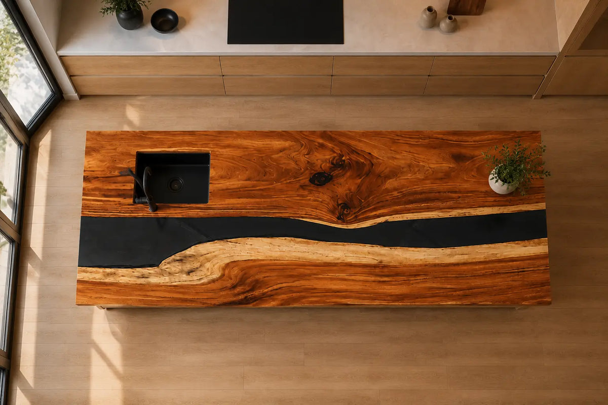 Blackwater Line Black Walnut Wood Epoxy Countertop CPT48
