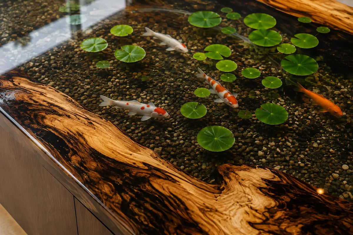 Forest Night Black with Green Highlights Walnut Wood Epoxy Countertop CPT49