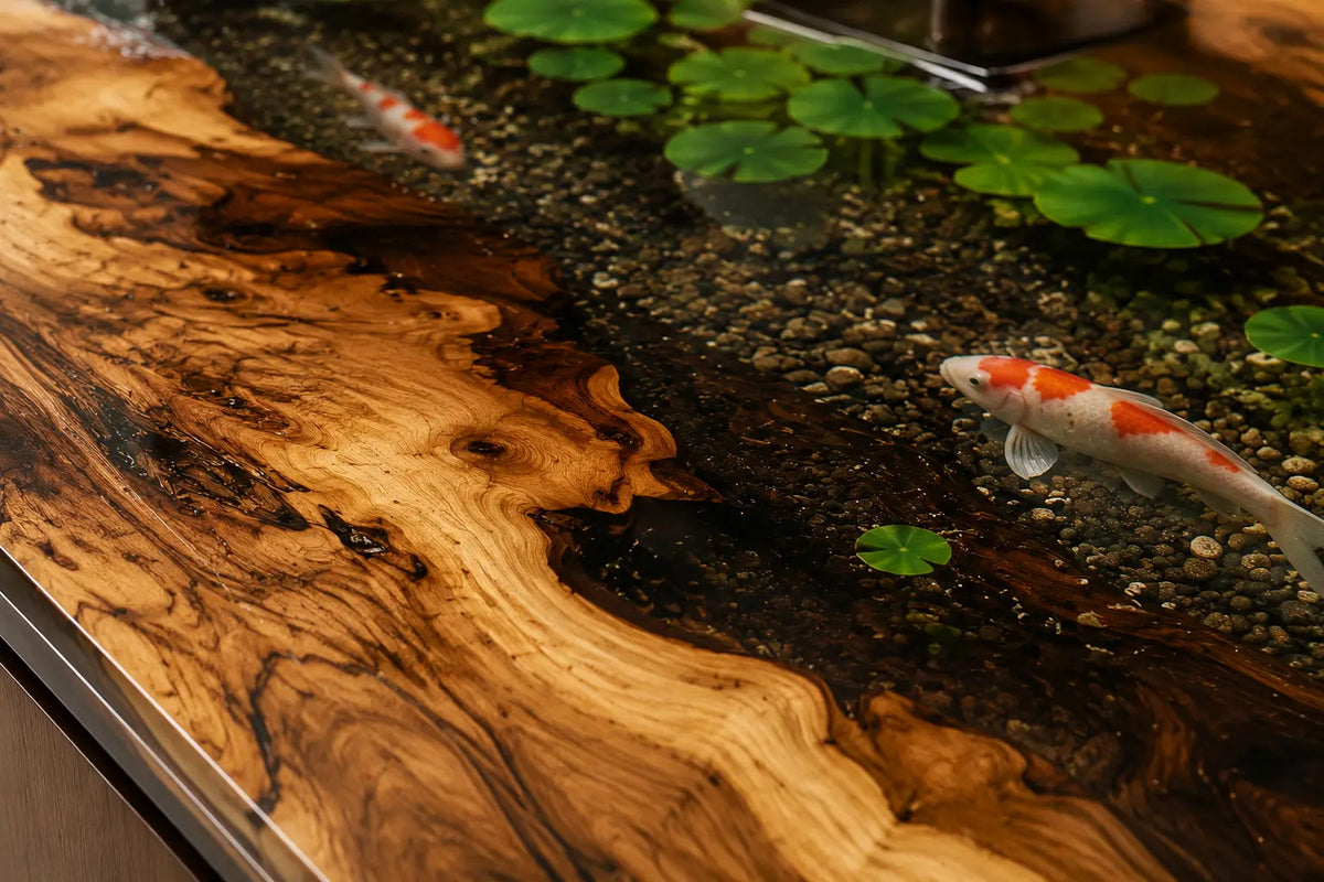 Forest Night Black with Green Highlights Walnut Wood Epoxy Countertop CPT49