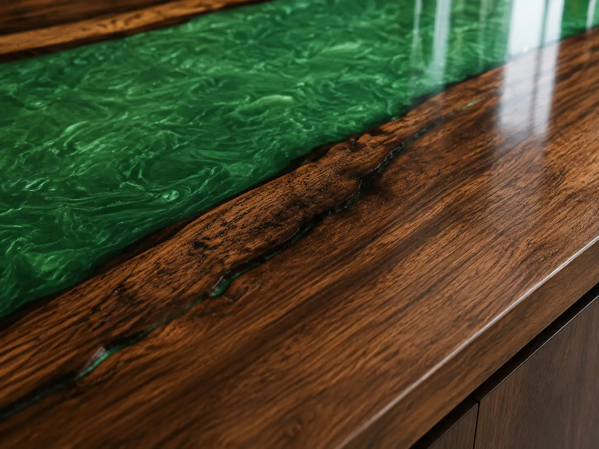 Emerald Panel Emerald Green Walnut Wood Epoxy Countertop CPT50