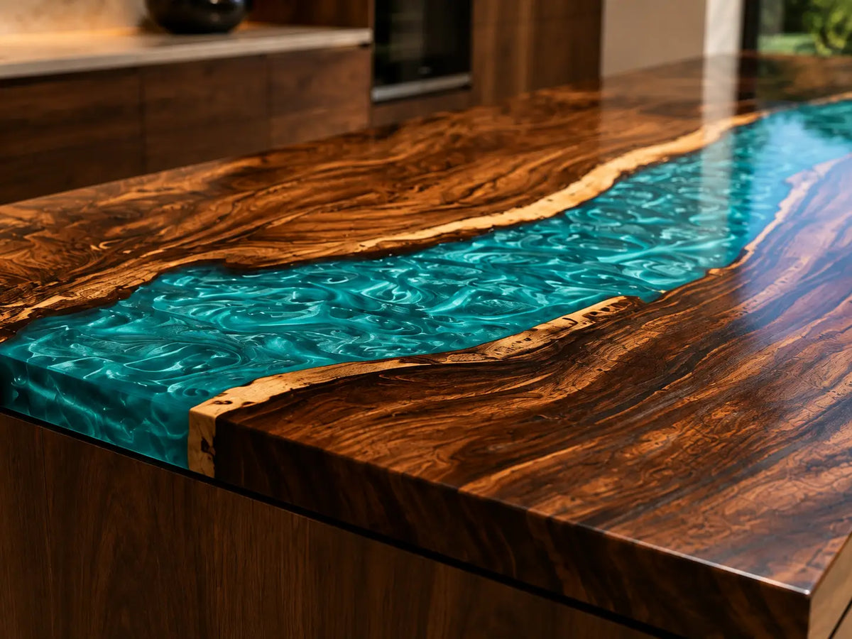Turquoise Valley Turquoise Walnut Wood Epoxy Countertop CPT52