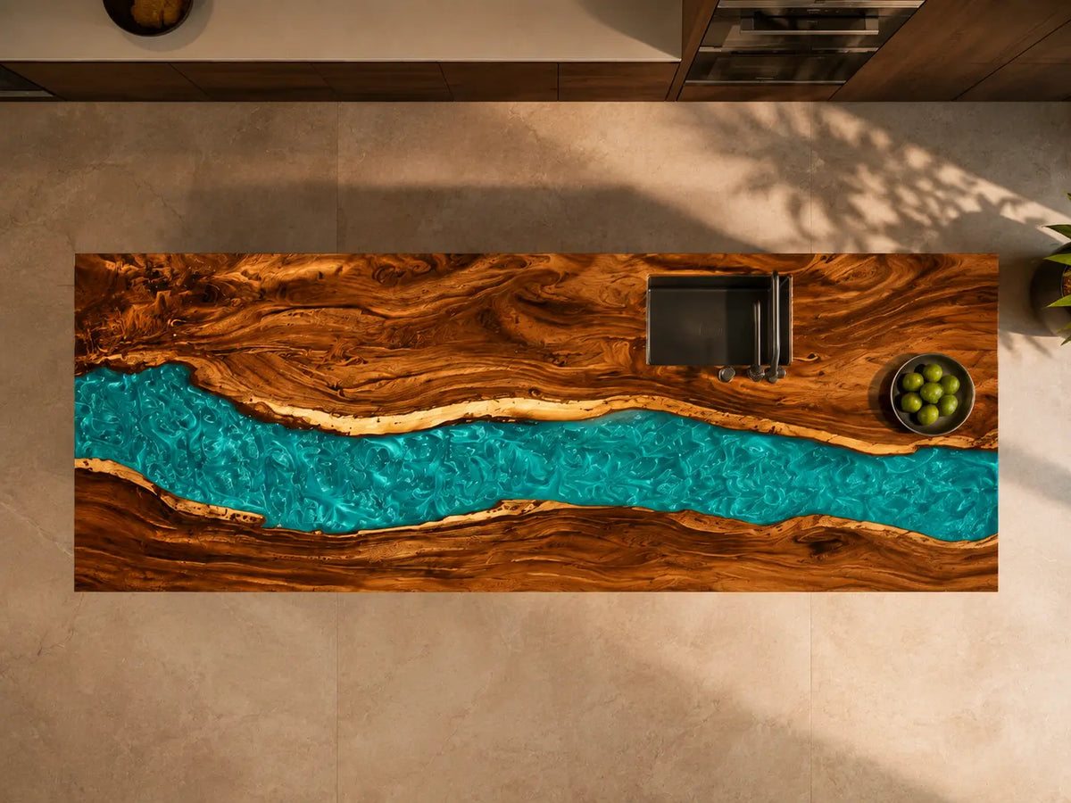Turquoise Valley Turquoise Walnut Wood Epoxy Countertop CPT52