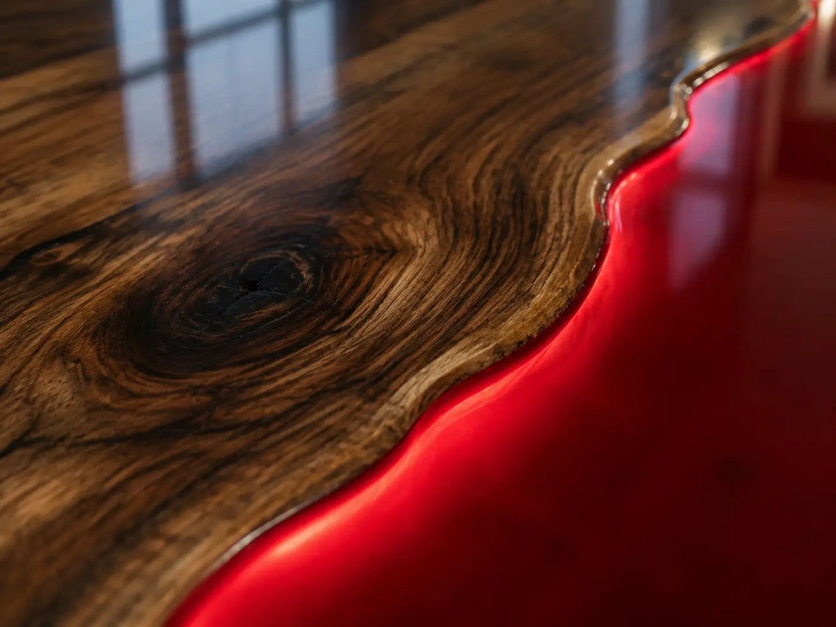 Ruby Horizon Ruby Red Walnut Wood Epoxy Countertop CPT54