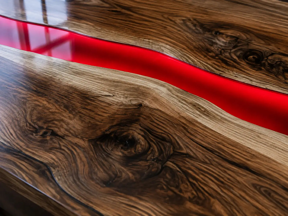 Ruby Horizon Ruby Red Walnut Wood Epoxy Countertop CPT54