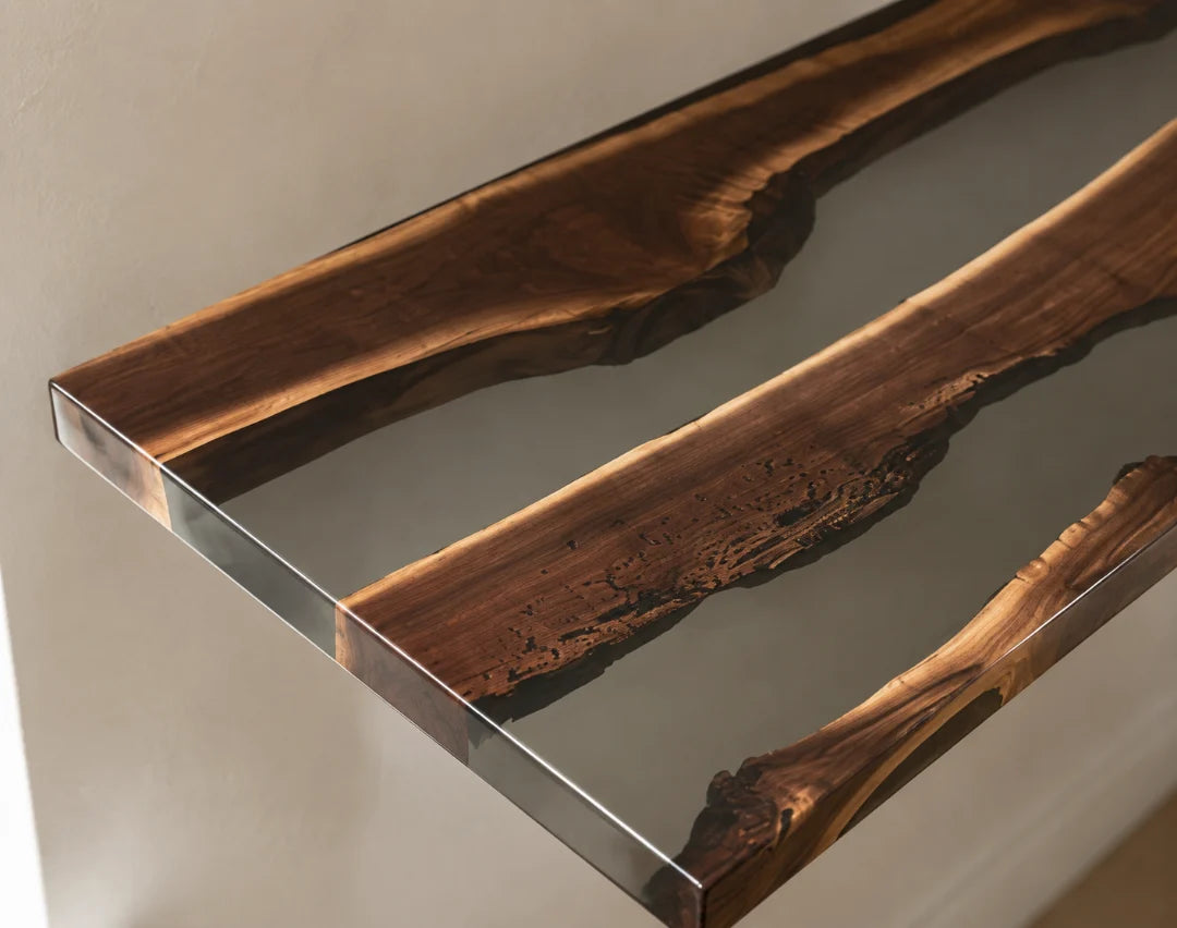 Double Corner Line Smoky Black Epoxy Corner Shelf CS01