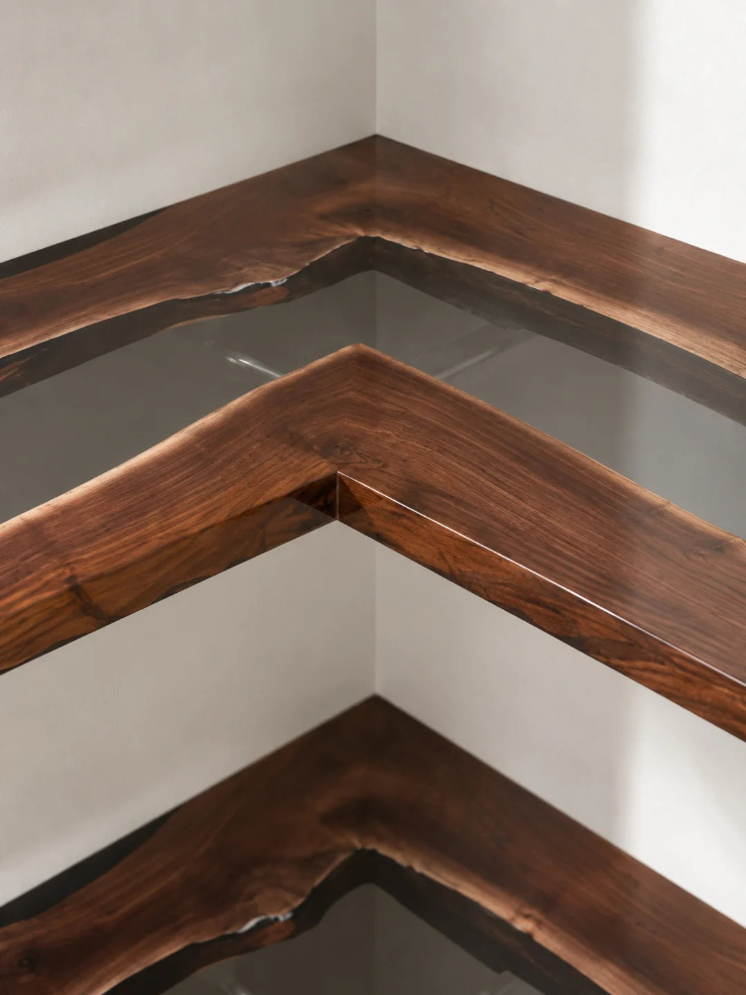 Double Corner Line Smoky Black Epoxy Corner Shelf CS01