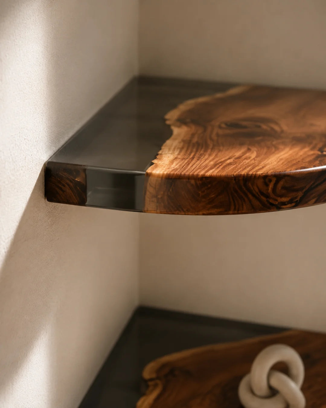 Black Edge Pair Jet Black Epoxy Corner Shelf CS02