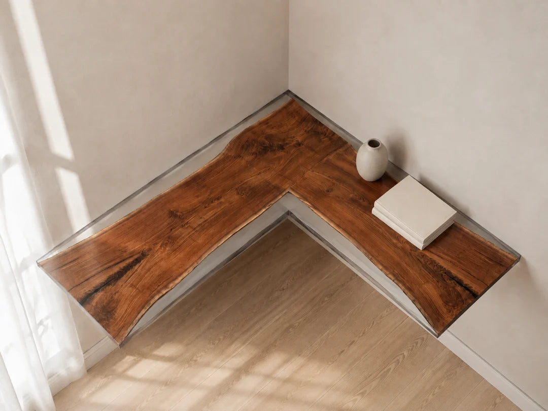 Open Corner Crystal Clear Epoxy Corner Shelf CS03