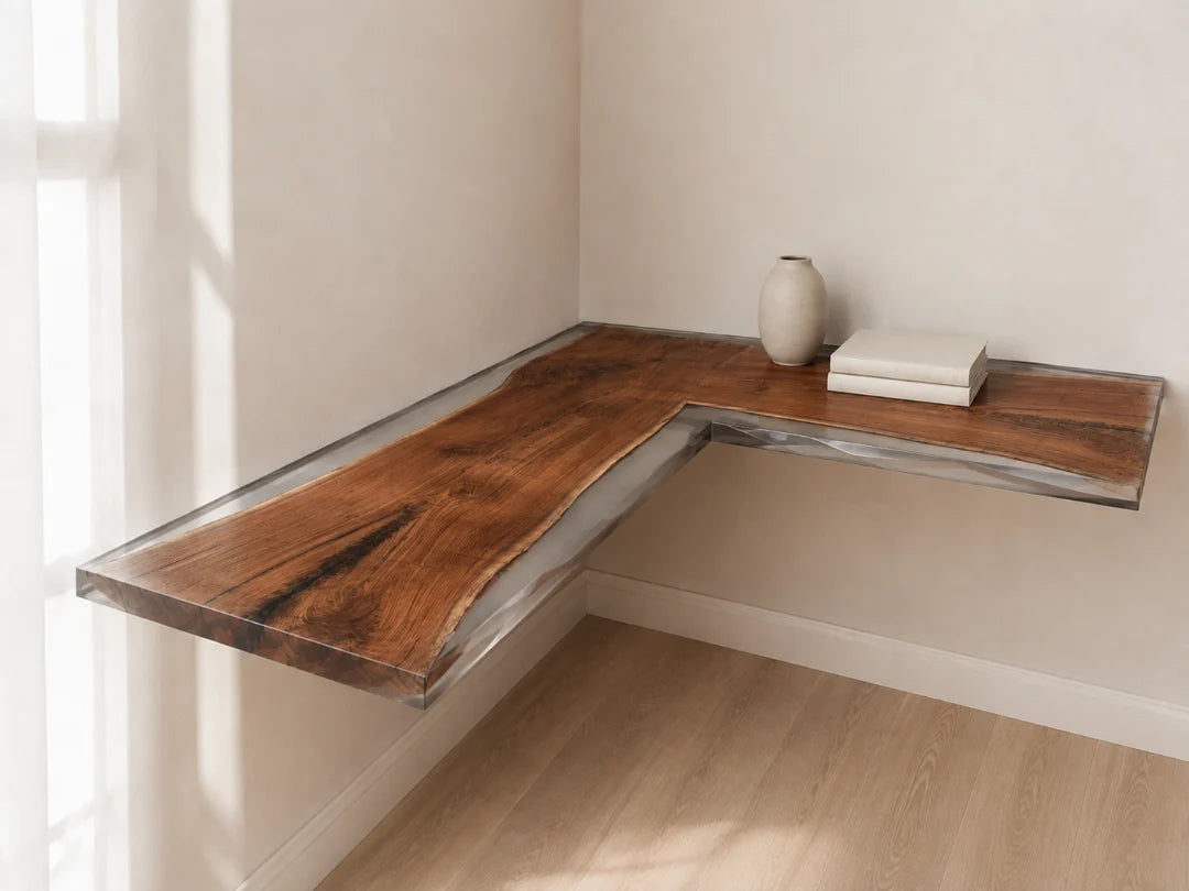 Open Corner Crystal Clear Epoxy Corner Shelf CS03