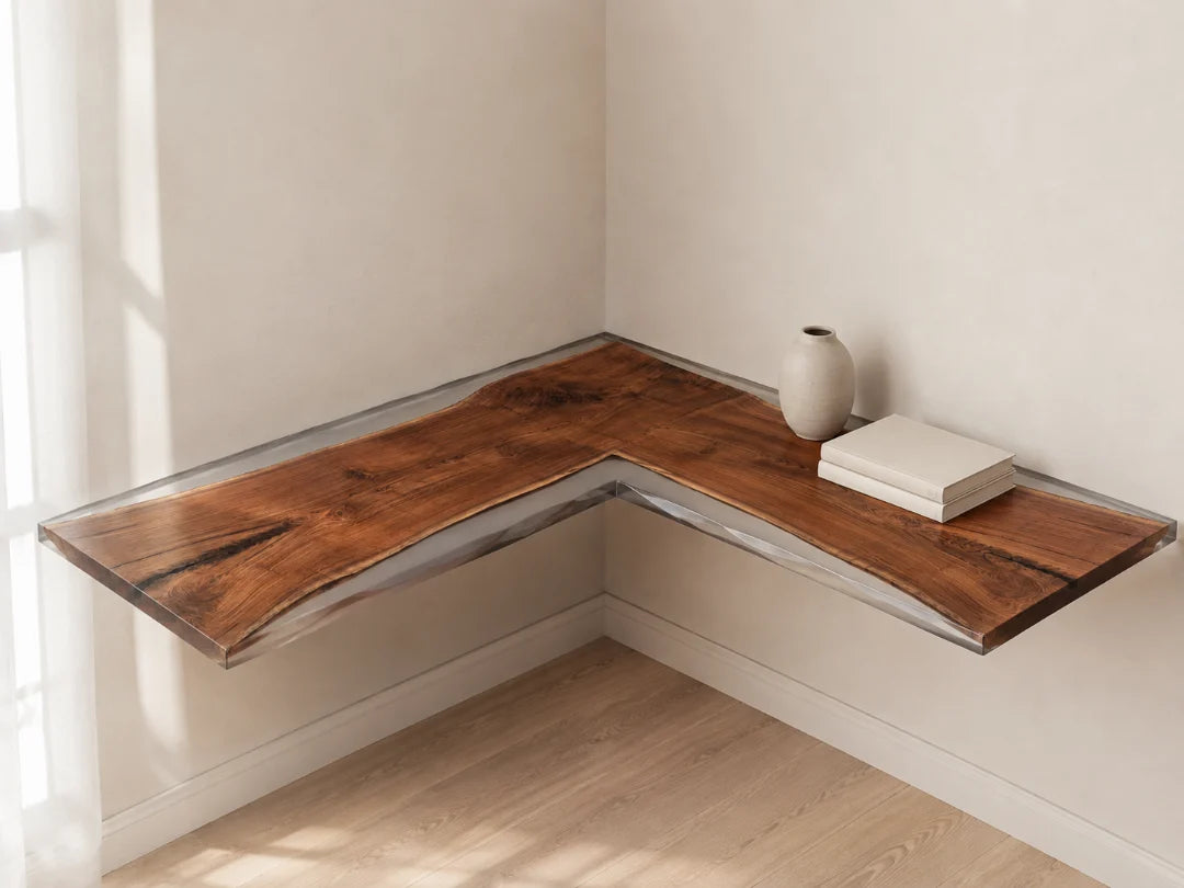 Open Corner Crystal Clear Epoxy Corner Shelf CS03