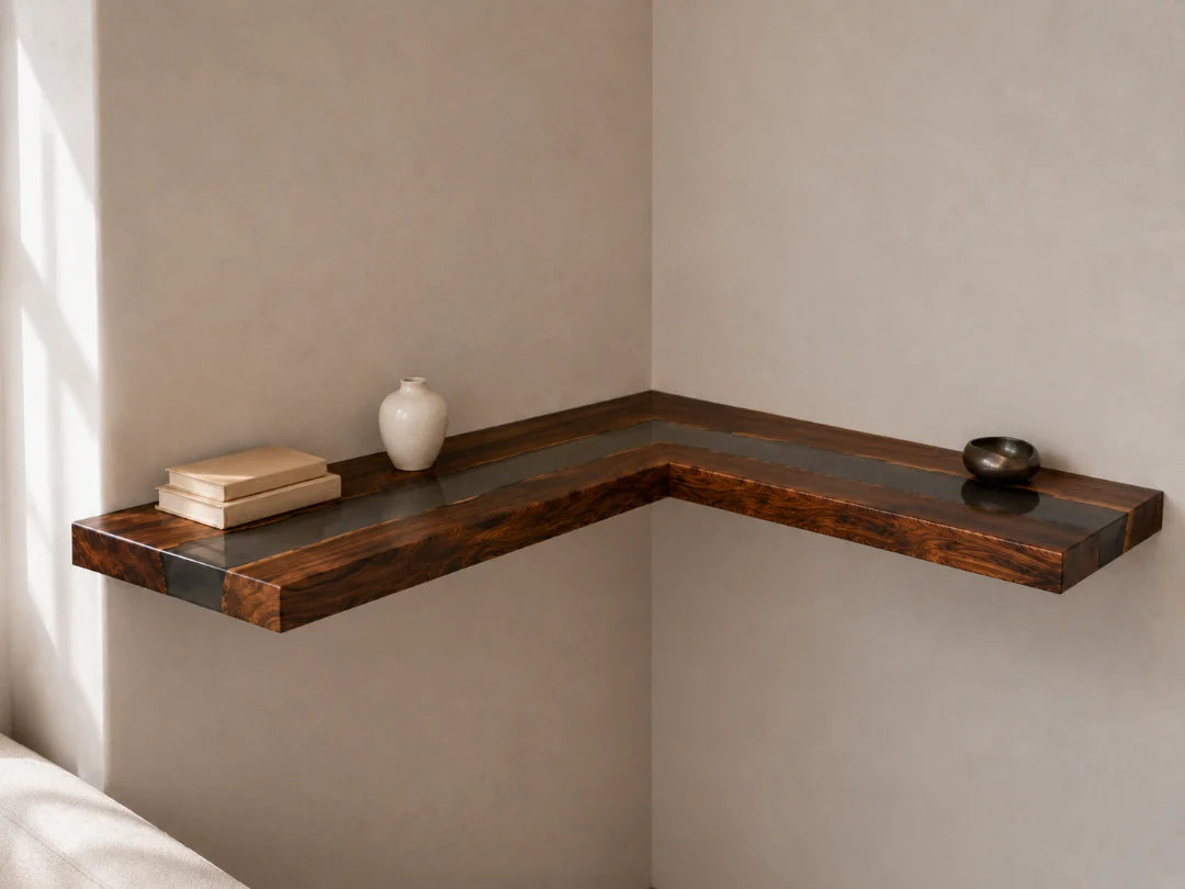 Gray Corner River Smoky Gray Epoxy Corner Shelf CS05