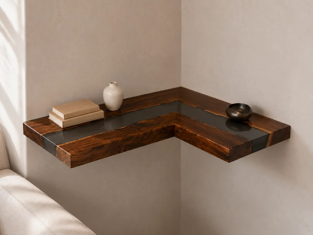 Gray Corner River Smoky Gray Epoxy Corner Shelf CS05