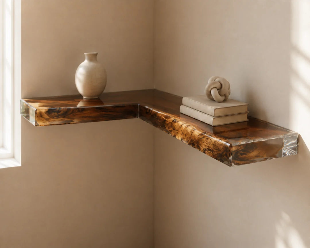 Clear Live Corner Crystal Clear Epoxy Corner Shelf CS06