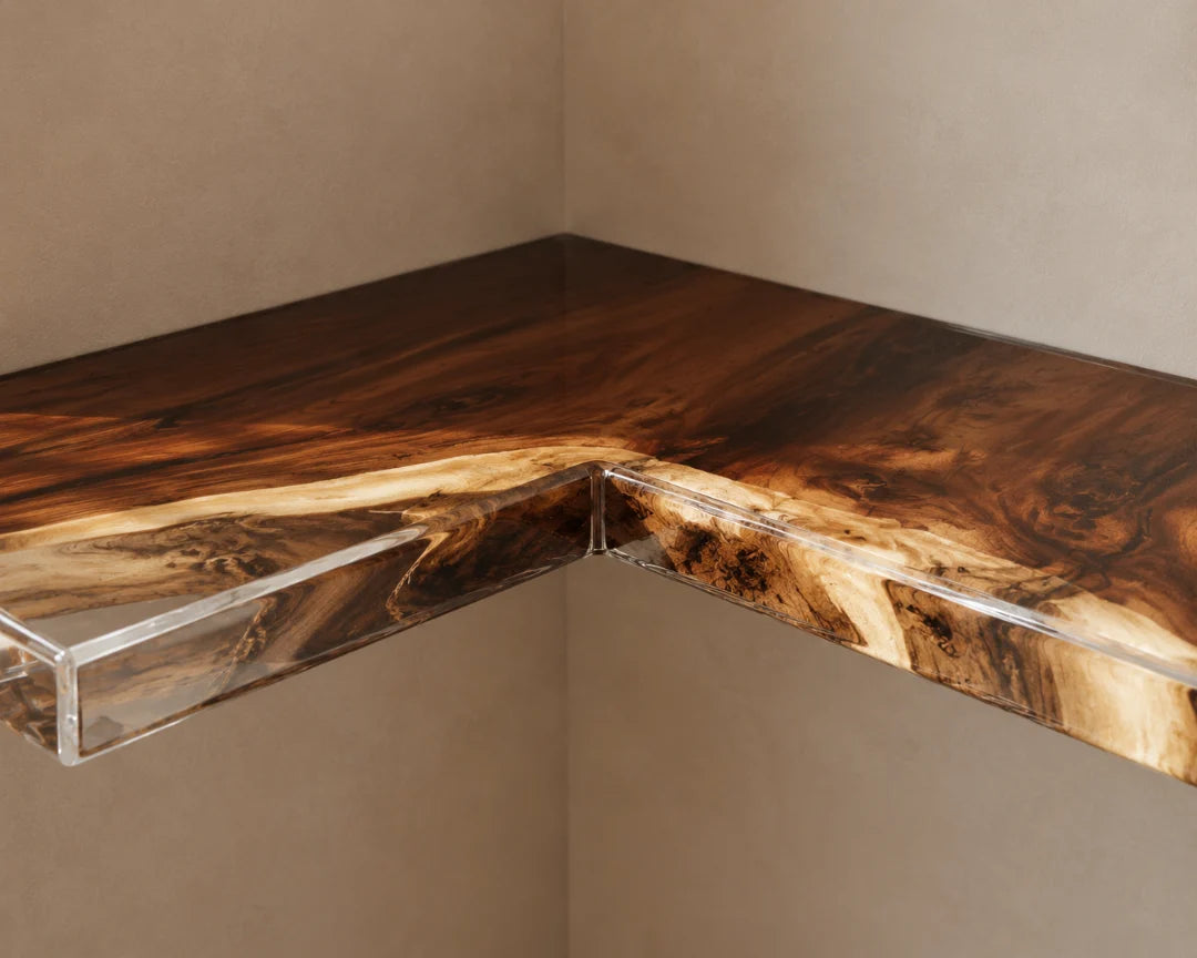 Clear Live Corner Crystal Clear Epoxy Corner Shelf CS06