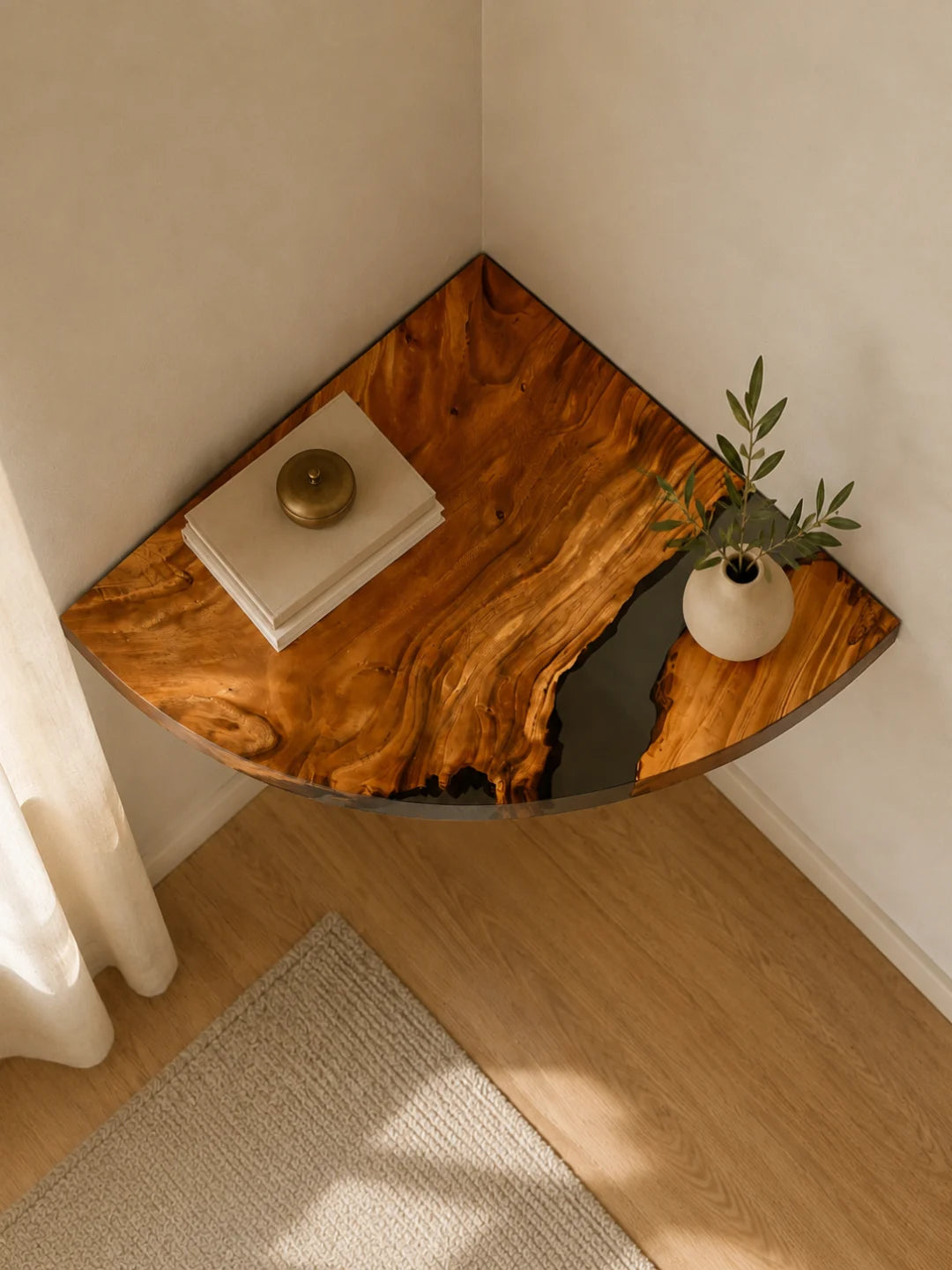 Amber Corner Clear Amber Epoxy Corner Shelf CS08
