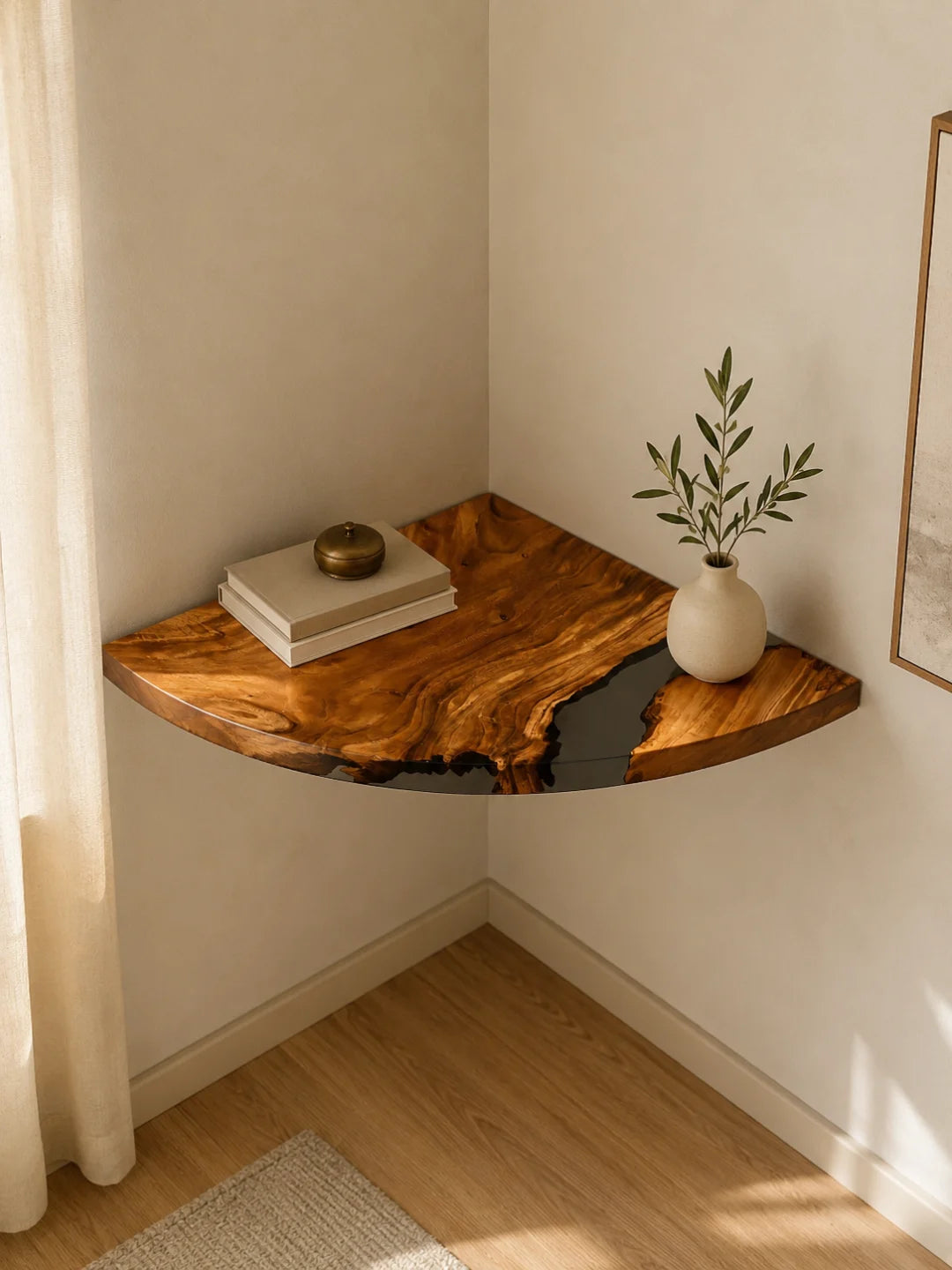 Amber Corner Clear Amber Epoxy Corner Shelf CS08