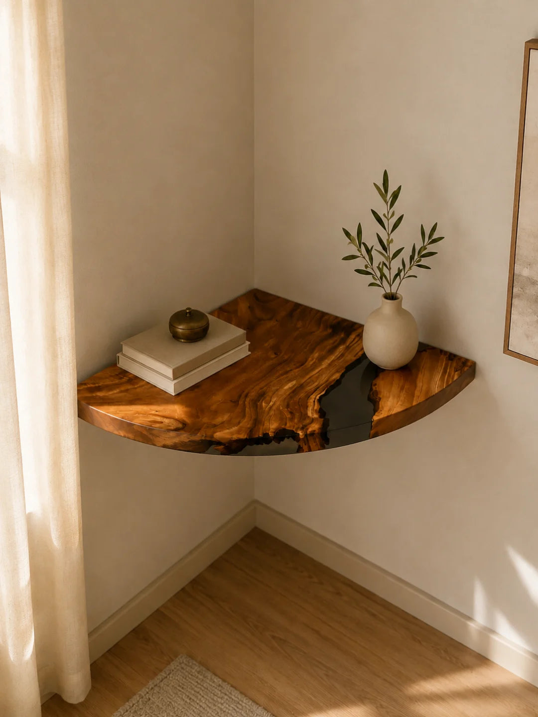 Amber Corner Clear Amber Epoxy Corner Shelf CS08