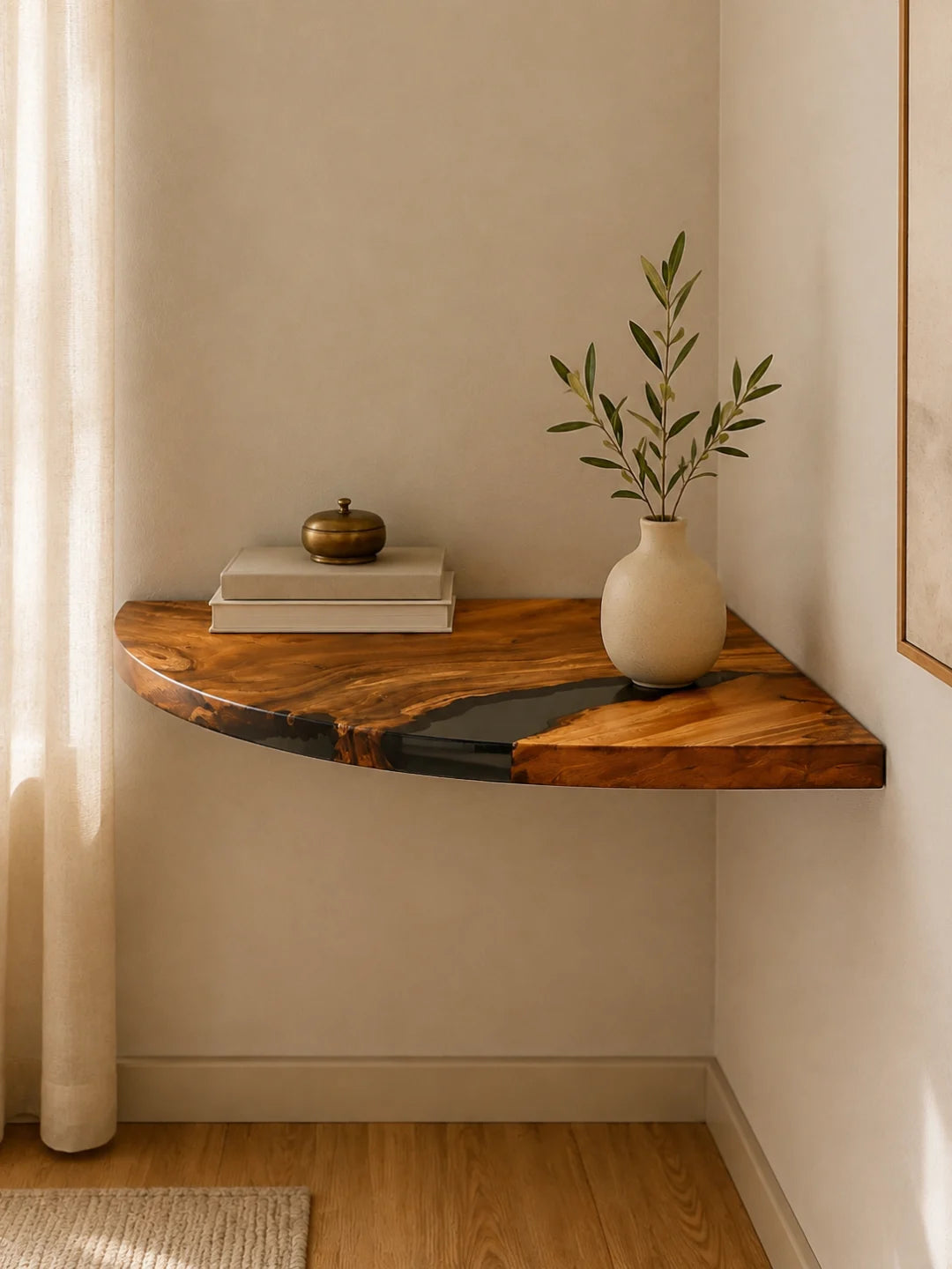 Amber Corner Clear Amber Epoxy Corner Shelf CS08
