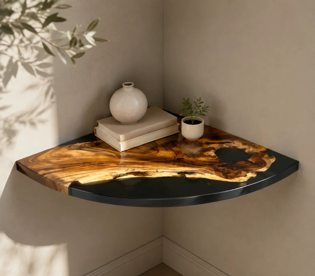 Black Grain Corner Jet Black Epoxy Corner Shelf CS09