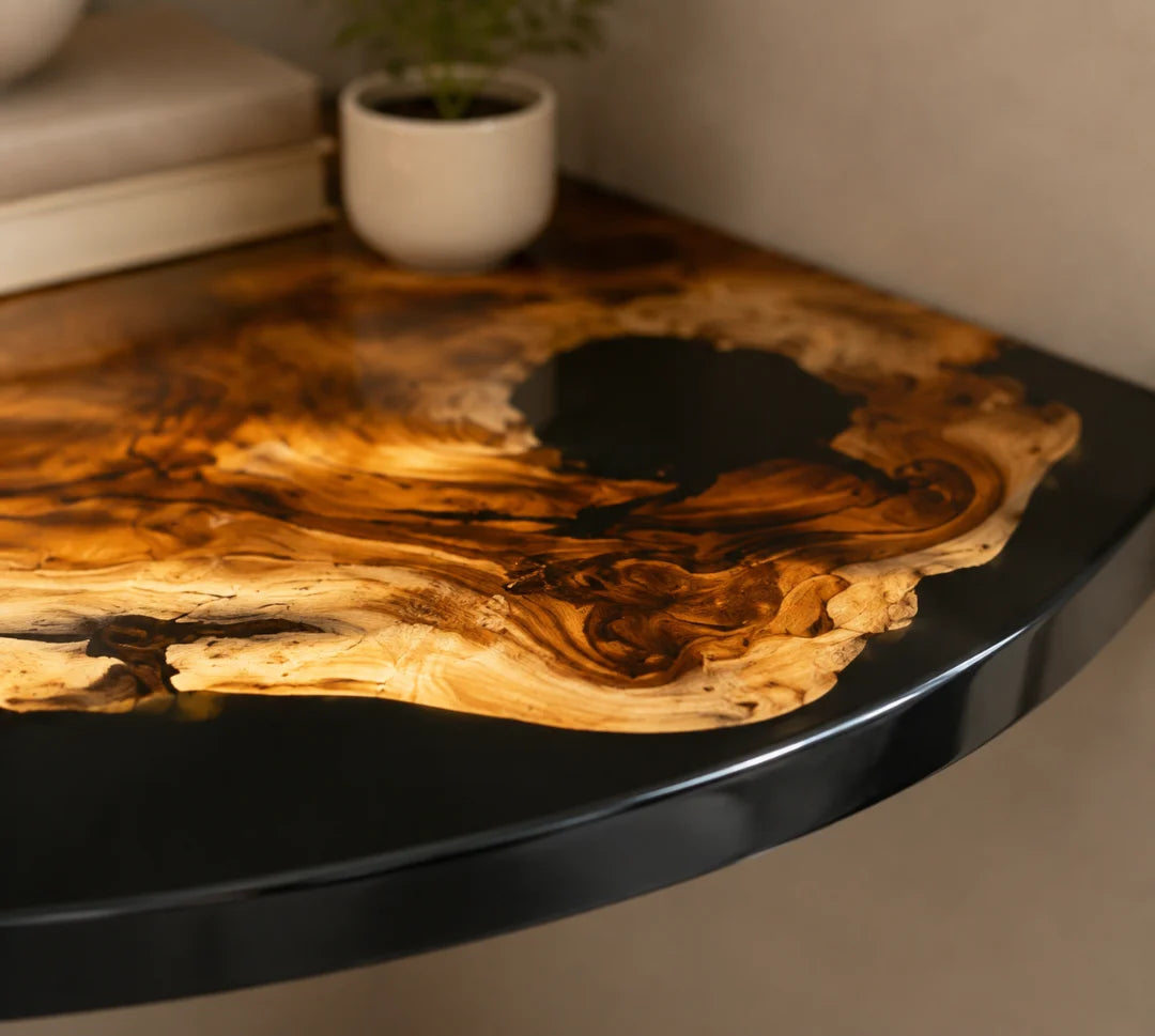 Black Grain Corner Jet Black Epoxy Corner Shelf CS09
