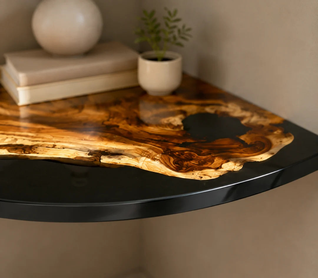 Black Grain Corner Jet Black Epoxy Corner Shelf CS09
