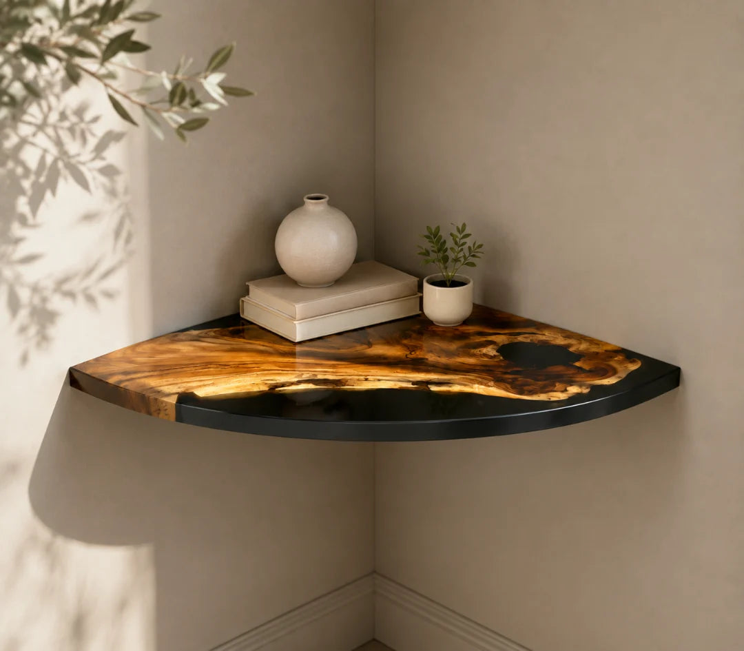Black Grain Corner Jet Black Epoxy Corner Shelf CS09