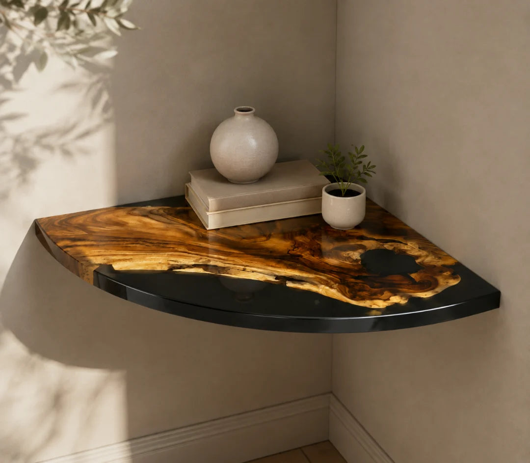 Black Grain Corner Jet Black Epoxy Corner Shelf CS09
