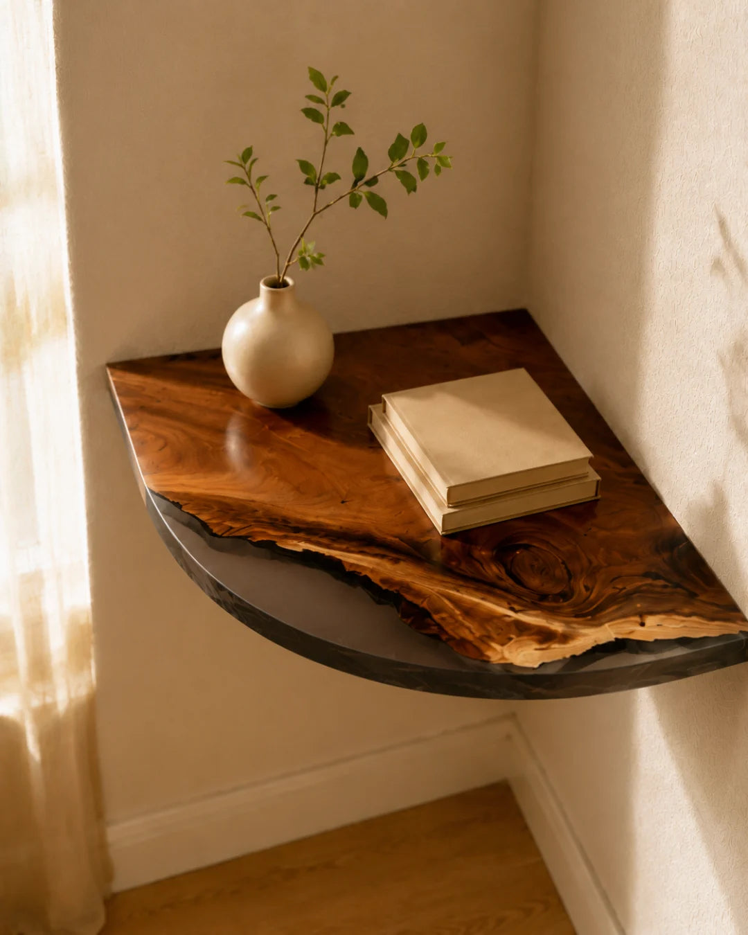 Smoke Edge Corner Smoky Gray Epoxy Corner Shelf CS10
