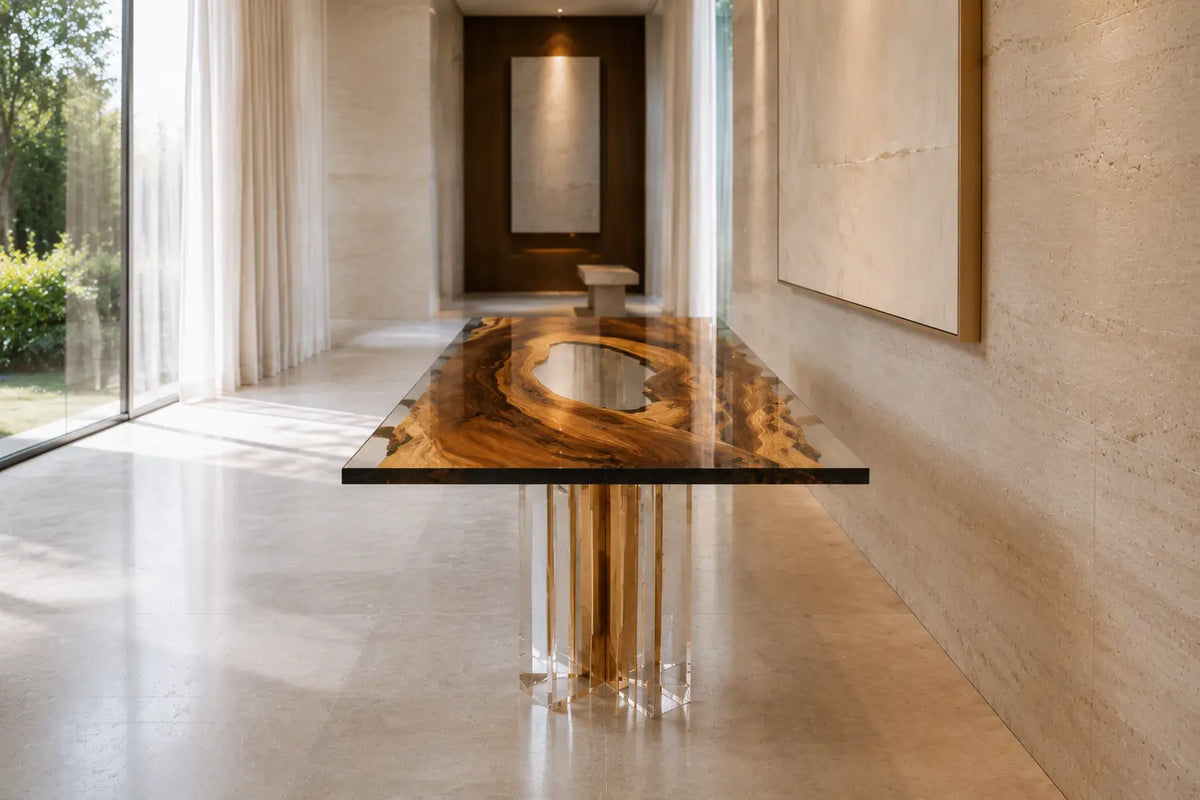Shadow Passage Walnut Epoxy Console Table CST01