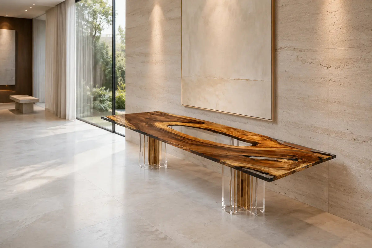 Shadow Passage Walnut Epoxy Console Table CST01