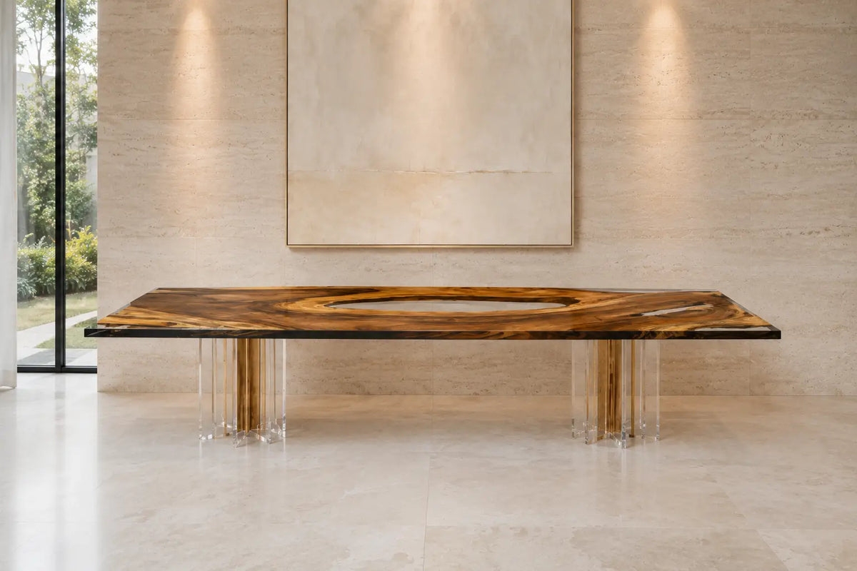 Shadow Passage Walnut Epoxy Console Table CST01