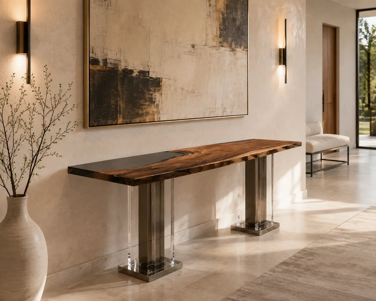 Noir Axis Walnut Epoxy Console Table CST02